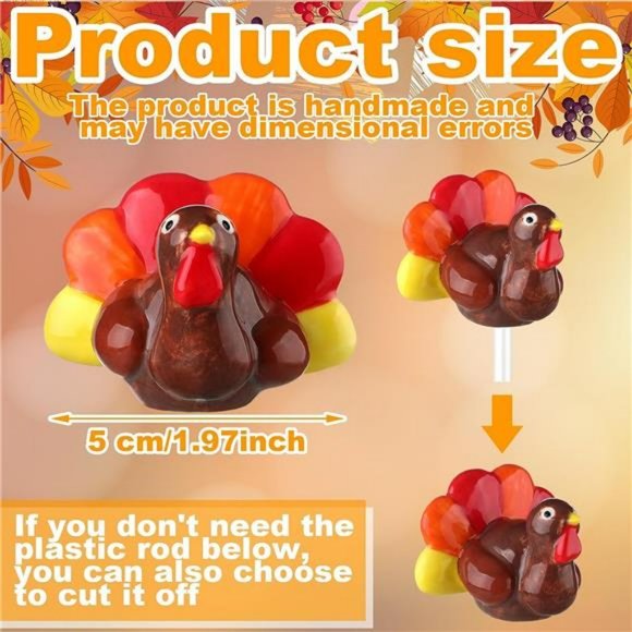 6 Pcs Mini Thanksgiving Turkey Plates Decor Hand Painted Mini Turkey Decor - Picture 3 of 6